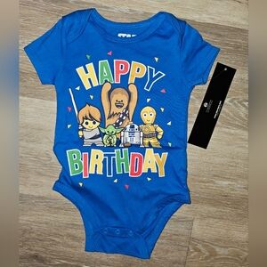 Star wars happy birthday onesie new with tags blue 18 months body suit shirt